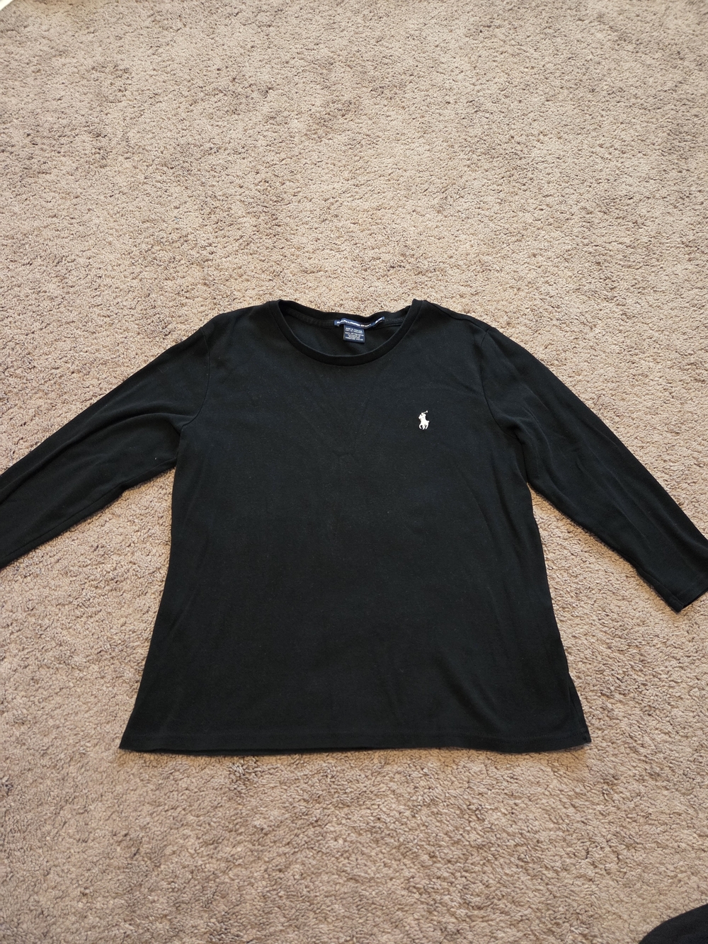 Ralph Lauren Sport Black V-Neck 3/4 Sleeve Cotton Top Women's XL Casual Fall